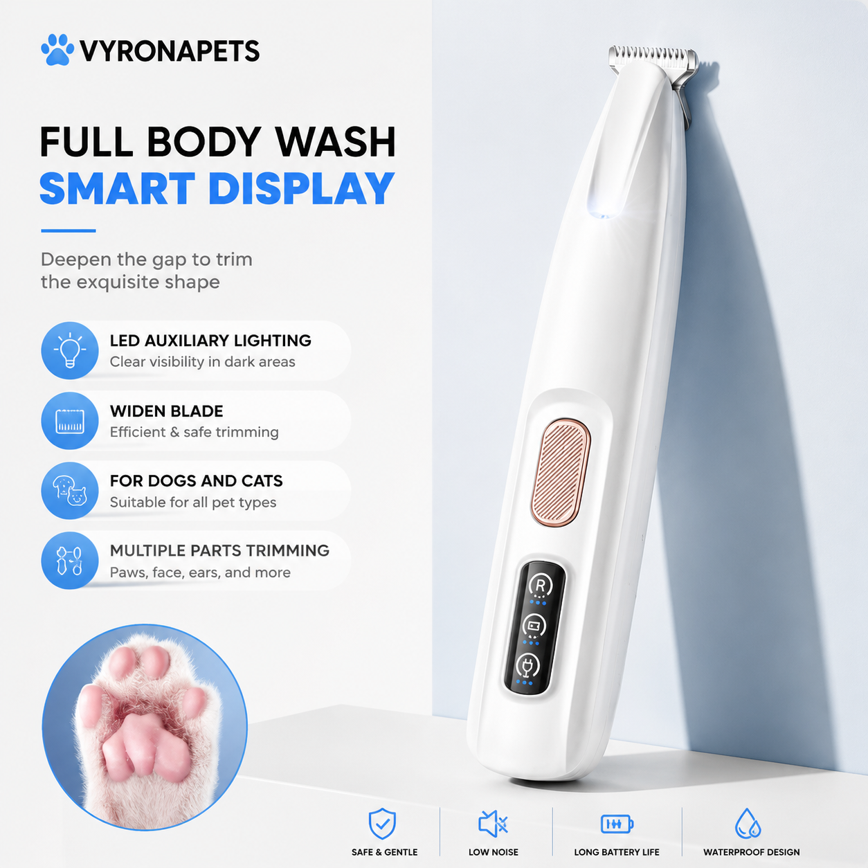 VYRONAPETS® Pet Hair Trimmer & Silent Nail Care