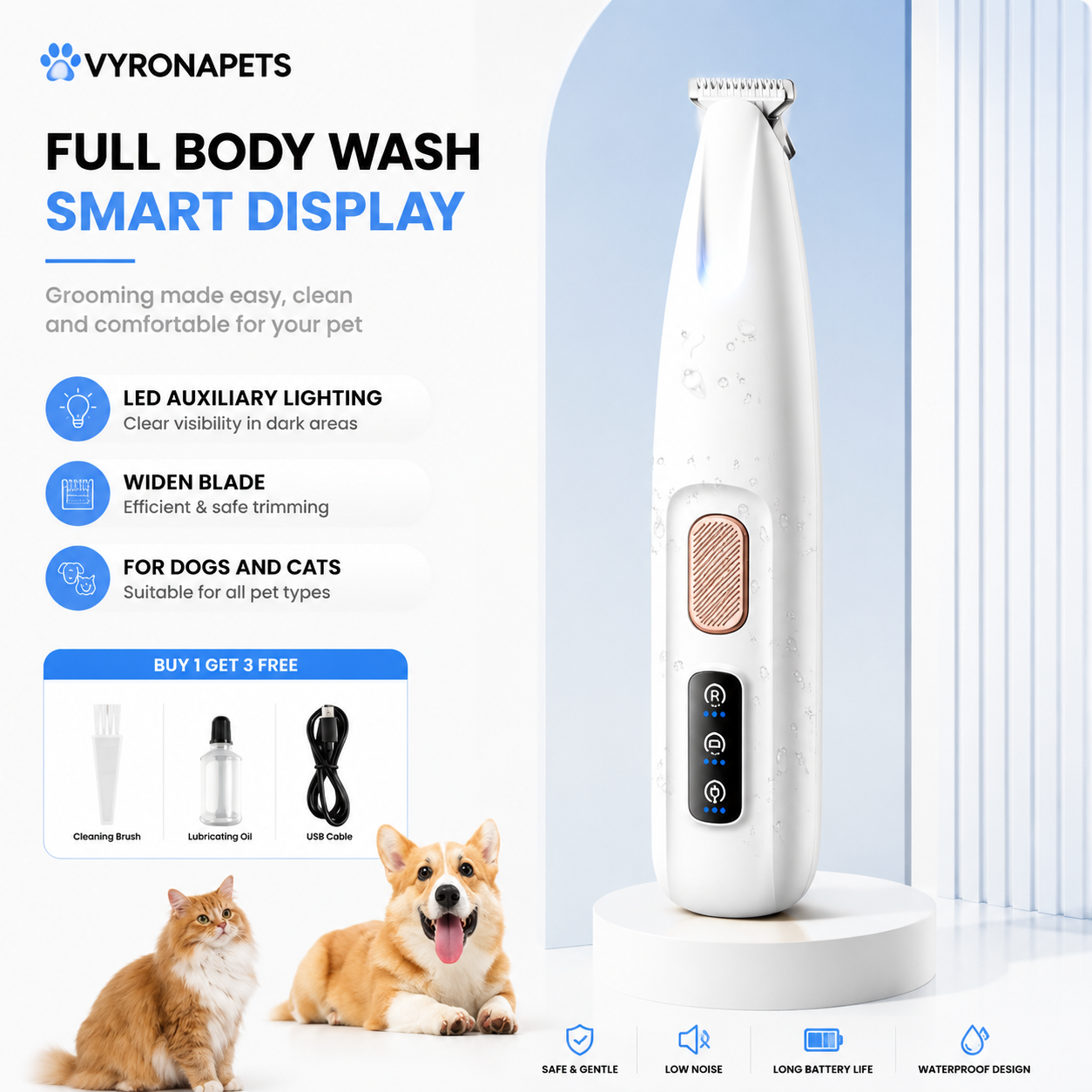 VYRONAPETS® Pet Hair Trimmer & Silent Nail Care