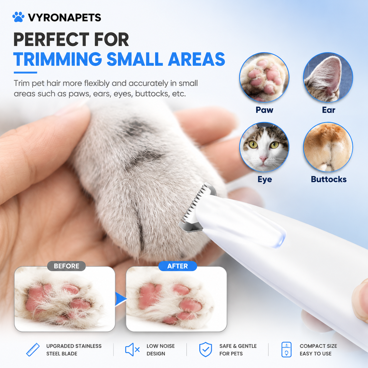 VYRONAPETS® Pet Hair Trimmer & Silent Nail Care