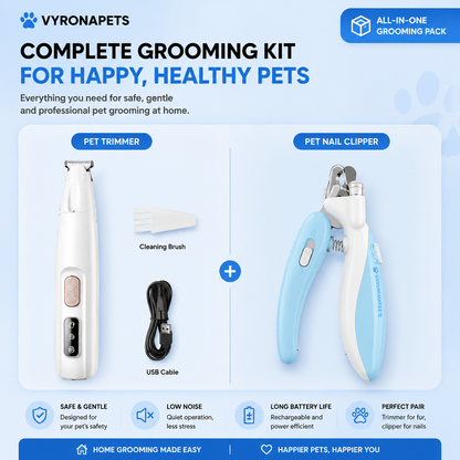 VYRONAPETS® Pet Hair Trimmer & Silent Nail Care